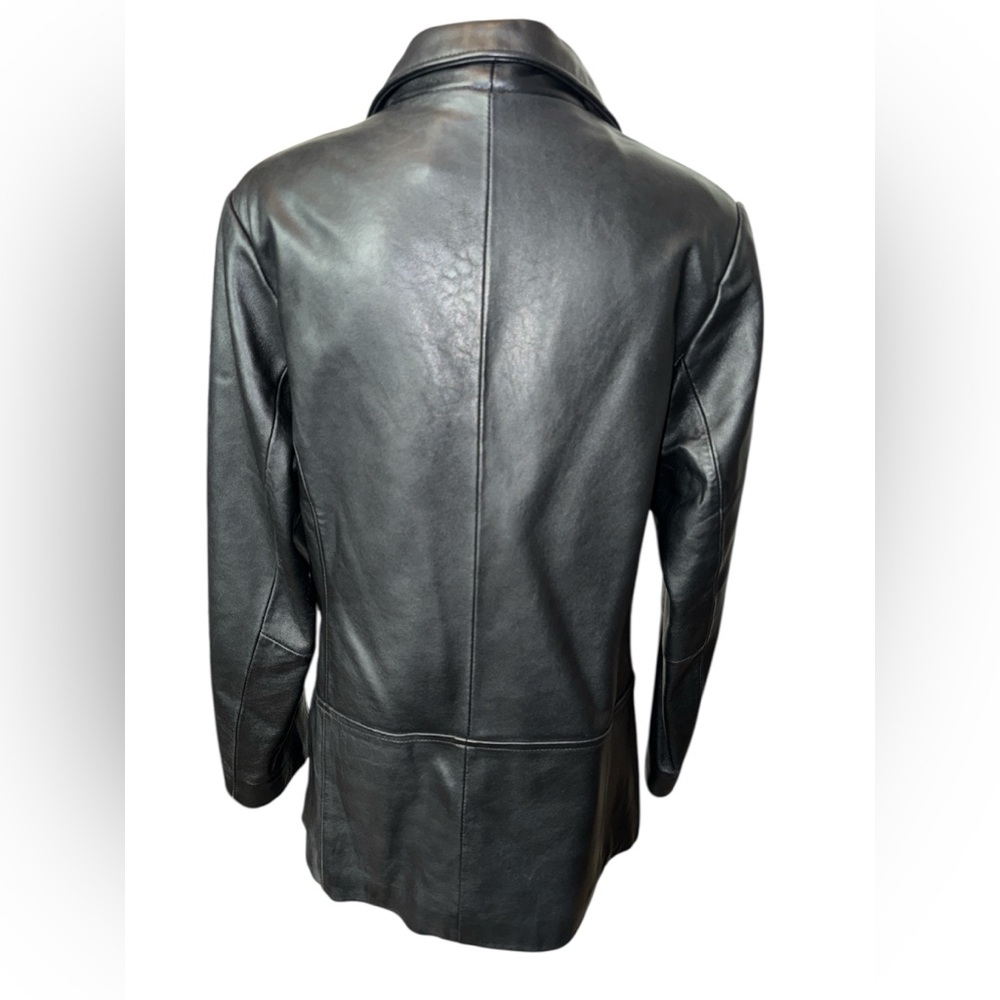 Elegant Women’s Sarah B Studio Black Lambskin Leather Coat #221 - Picture 2 of 4